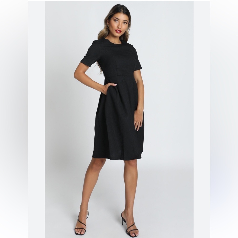 Little Black Dress, Fit and Flare with Pockets, Waffle Material, size Medium